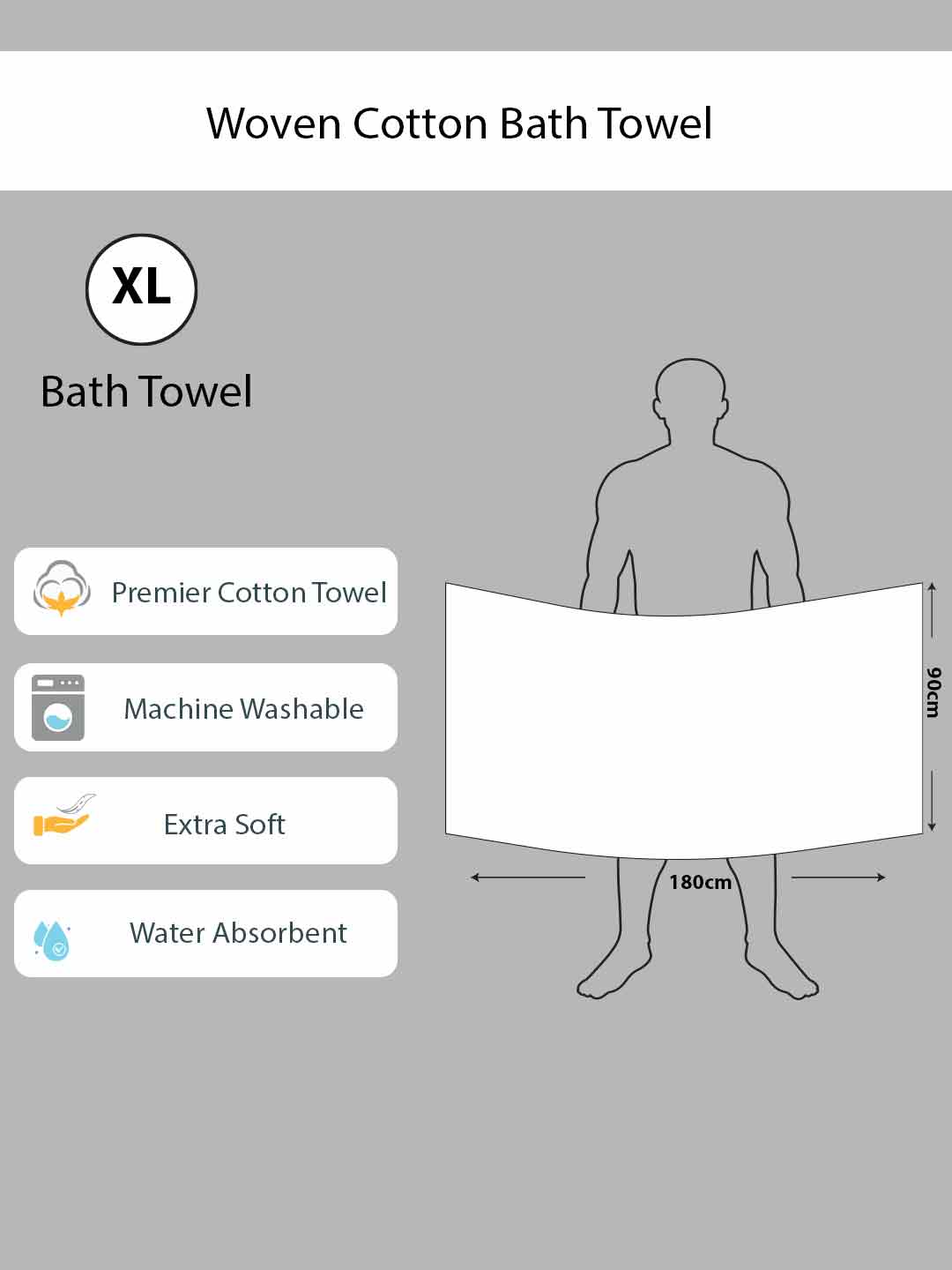 Soft absorbent cotton dark grey bath towels set XL