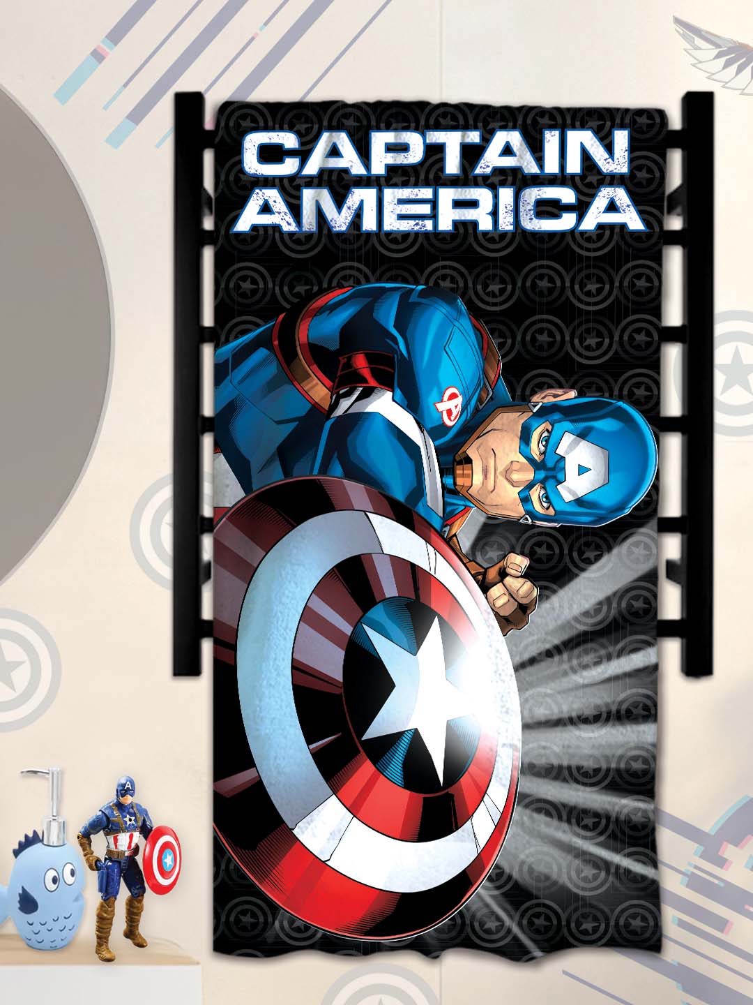 Soft and absorbent Captain America themed Kids Cotton Bath Towel by Athom Living created for everyday comfort. This Bath Towel features bright superhero artwork that makes bath time enjoyable and exciting for children.