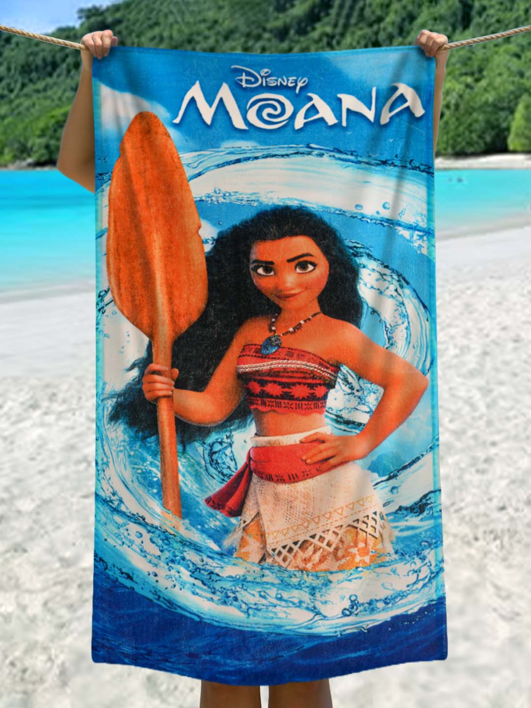 Soft and absorbent Disney Moana kids bath towel by Athom Living, perfect for bath time and beach fun, keeps children cozy, comfortable, and happy after every splash or swim adventure.