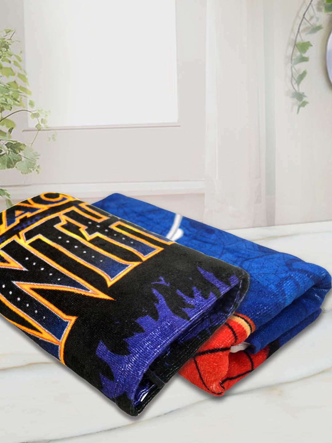 Soft and absorbent Marvel Spiderman with Black Panther kids bath towel by Athom Living, 60x120cm, multicolor, fun and vibrant, perfect for boys and girls, pack of 2 bath towels.