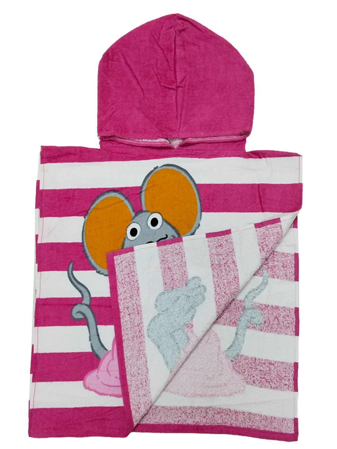 Soft and absorbent Mouse Kids Hooded Poncho Towels by Athom Living, 60x120 cm, featuring a playful character print, durable fabric, and hooded comfort ideal for toddlers and kids during bath or beach time.