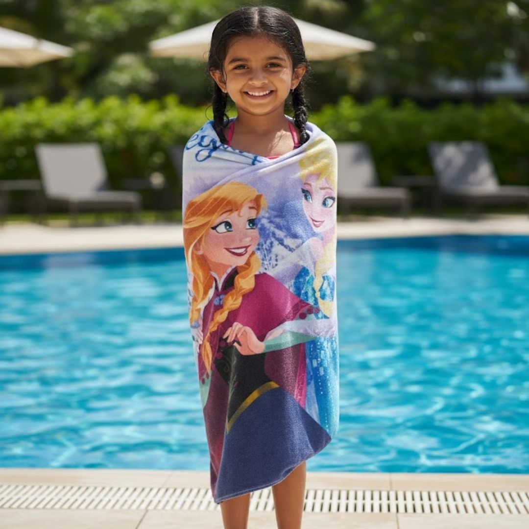 Soft and cozy Disney Frozen Sisters themed Comforter & Bath Towel combo set of 2 by Athom Living crafted for comfort, vibrant appeal, and easy care, ideal for parents looking for a cute Comforter & Bath Towel duo.