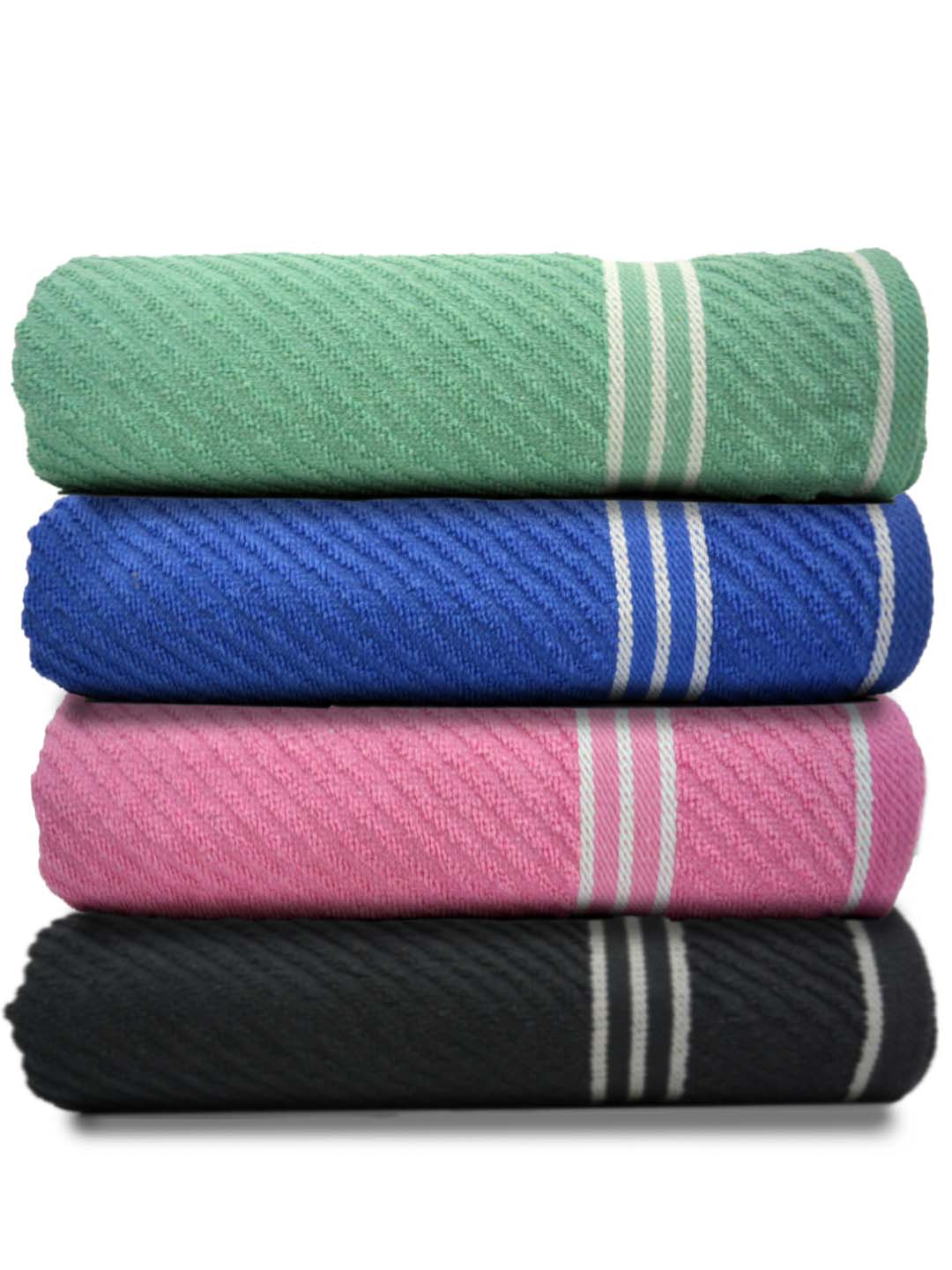Soft and durable Athom Living diagonal stripe terry towel set of 4, multicolor premium bath towels crafted for high absorbency, comfort, and long-lasting use.