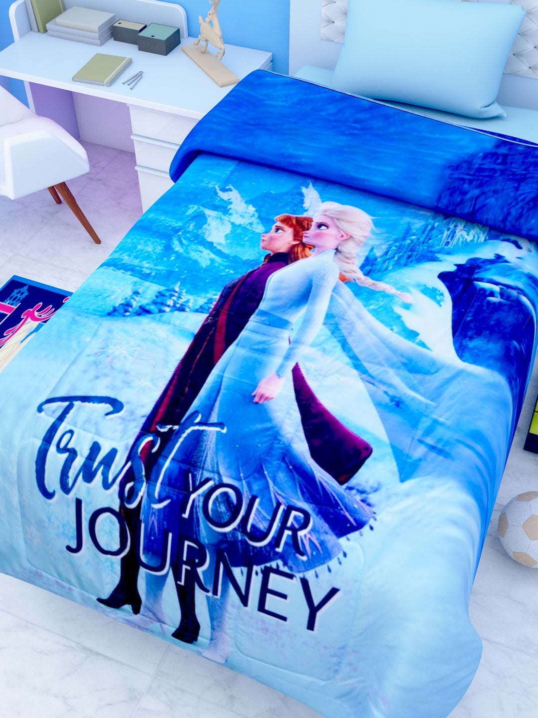 Soft and vibrant kids comforter featuring Disney Frozen Sisters – Single size, perfect for magical bedtime moments by Athom Living.