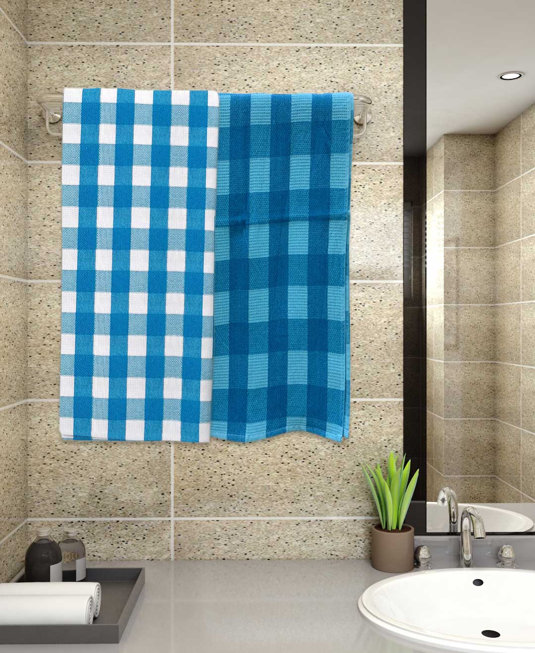 Soft blue cotton bath towel pack of 2