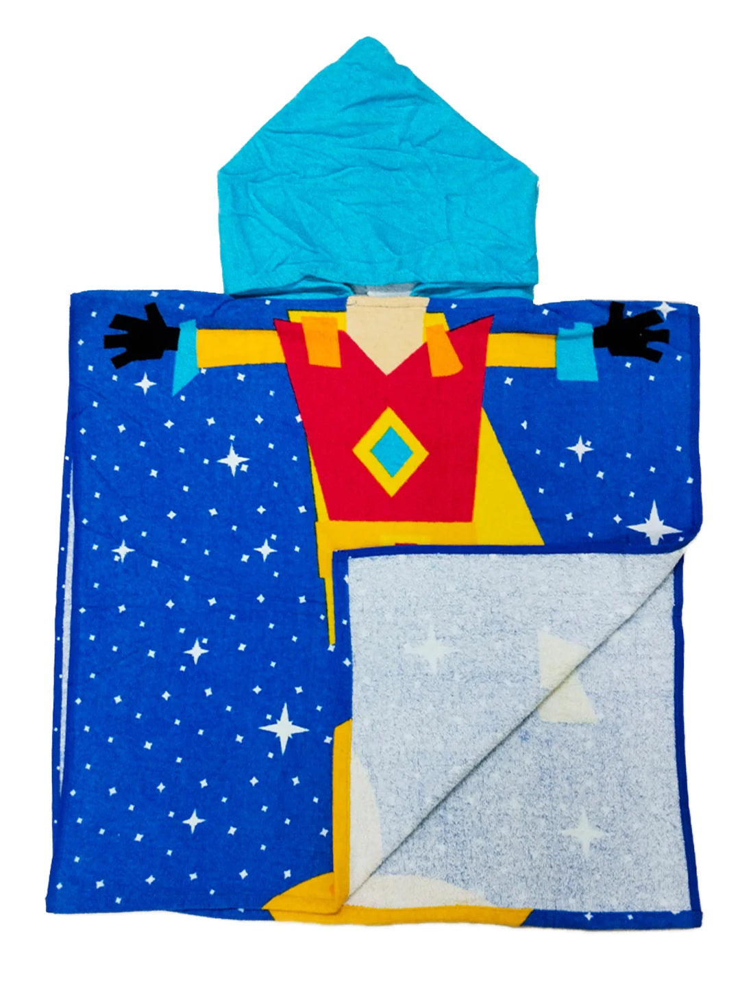 Soft cotton Super Hero Kids Hooded Bath Towel Poncho 60x120 cm by Athom Living featuring bold superhero artwork, designed for maximum comfort and ideal for Kids Hooded Poncho Towels lovers after bath time.