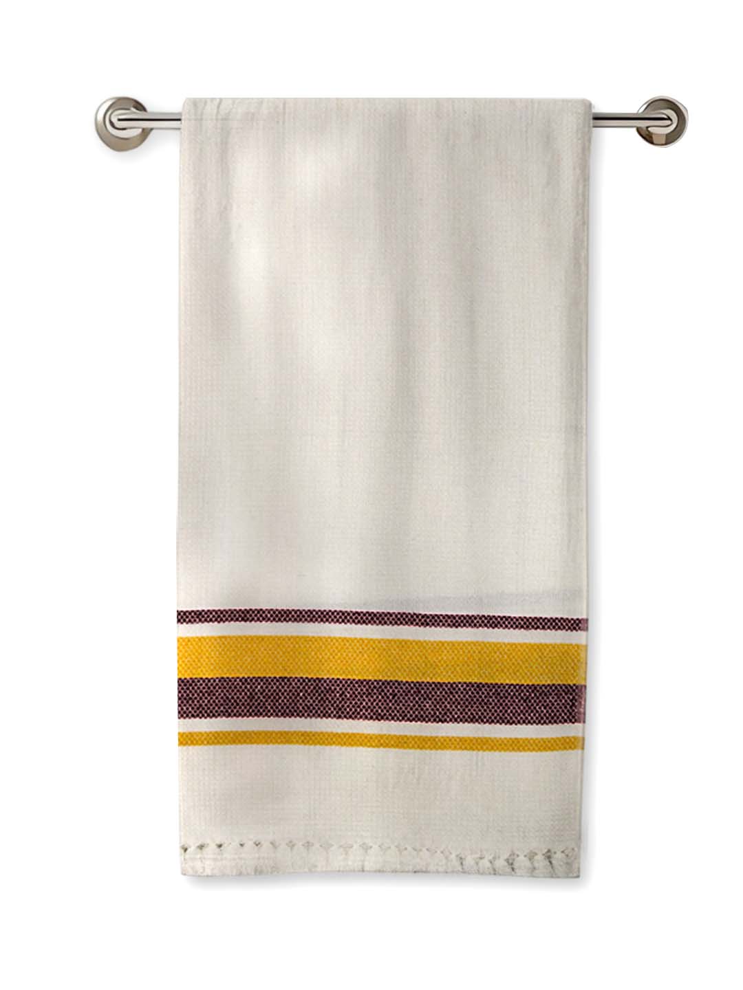 Soft cotton bath towel in white waffle 