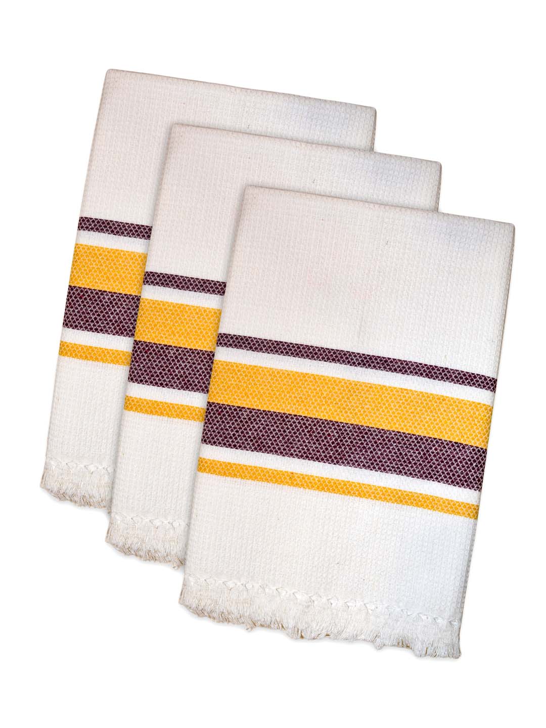 Soft cotton waffle bath towels in white pack 3