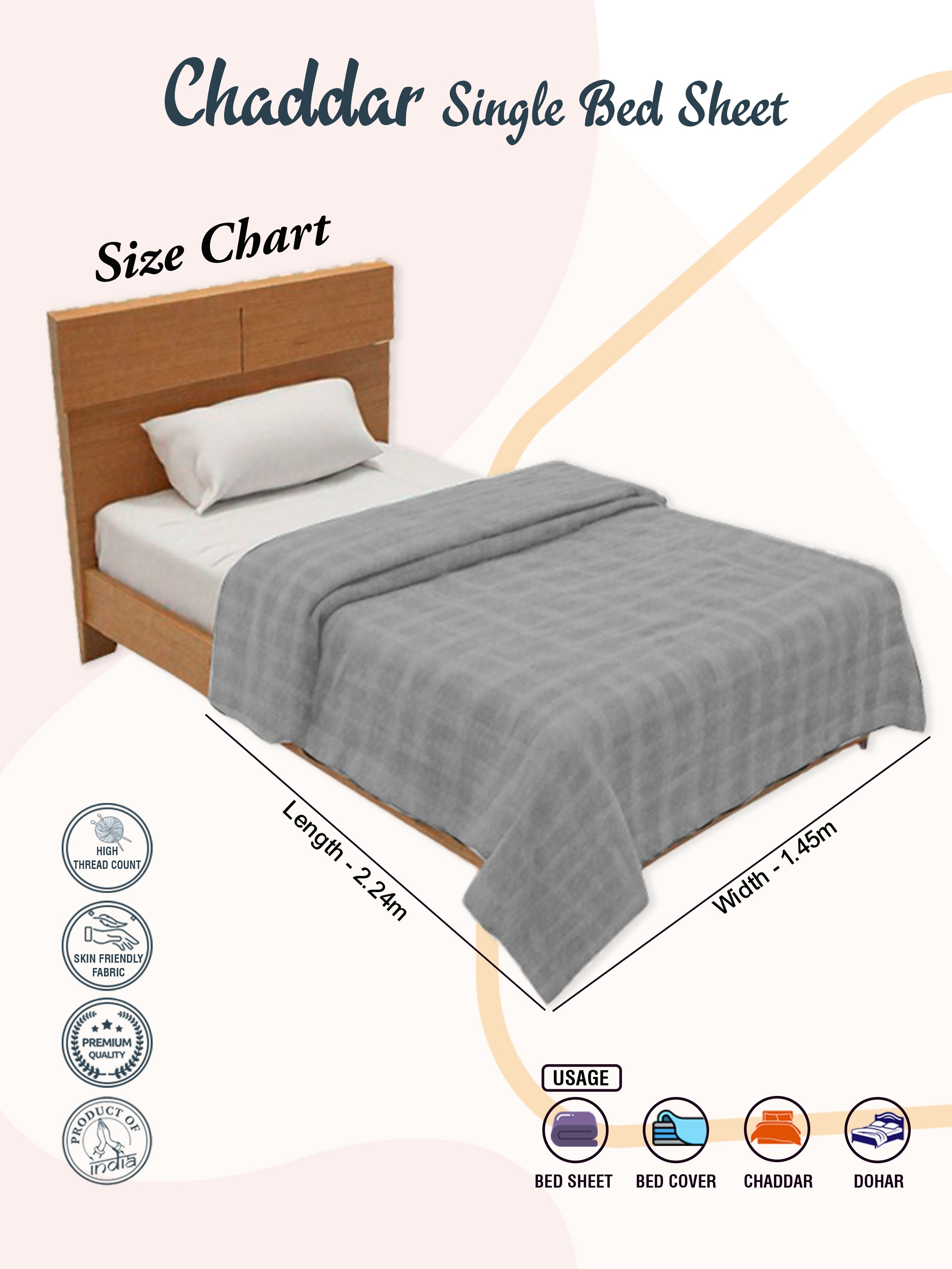 Soft, lightweight pink chaddar with elegant striped design by Athom Living, crafted for all-season use. A durable and comfortable cotton bedsheet ideal for modern and minimalist bedroom spaces.