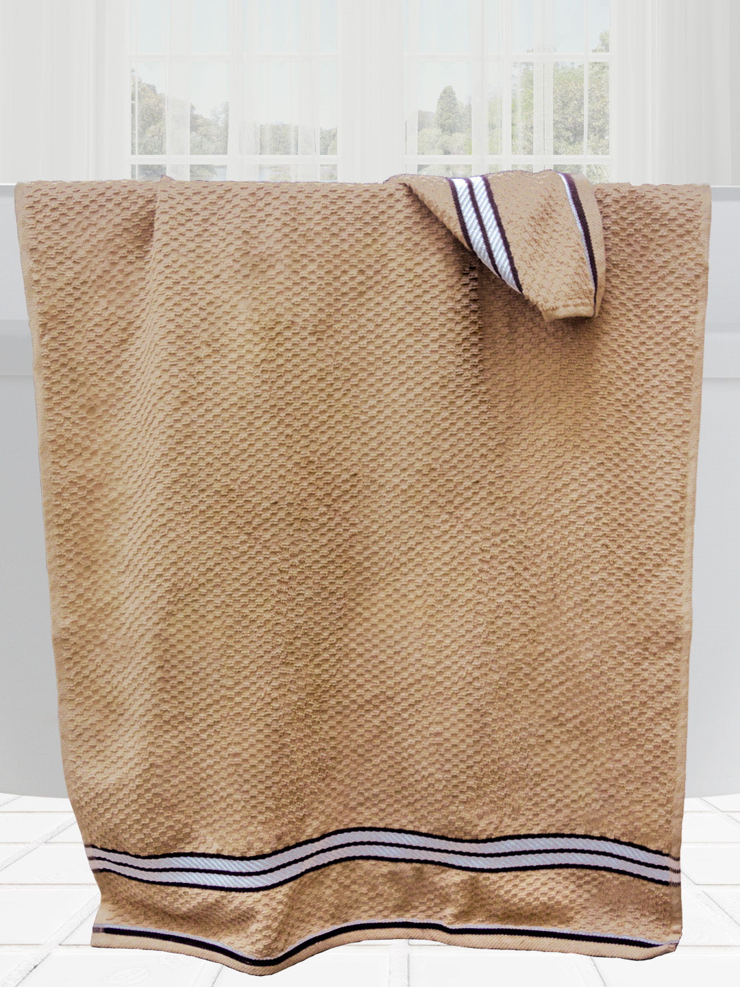 Solid brown popcorn cotton bath towel 