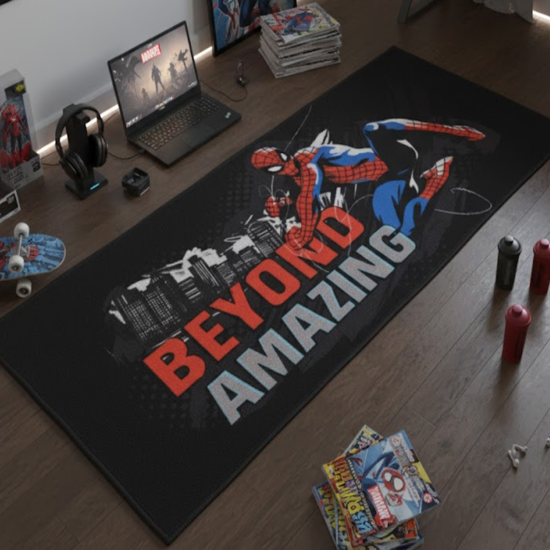 Spiderman themed runner carpet by Athom Living featuring bold superhero graphics, perfect for kids’ rooms and hallways, adding style and comfort while enhancing décor with this premium runner carpet.