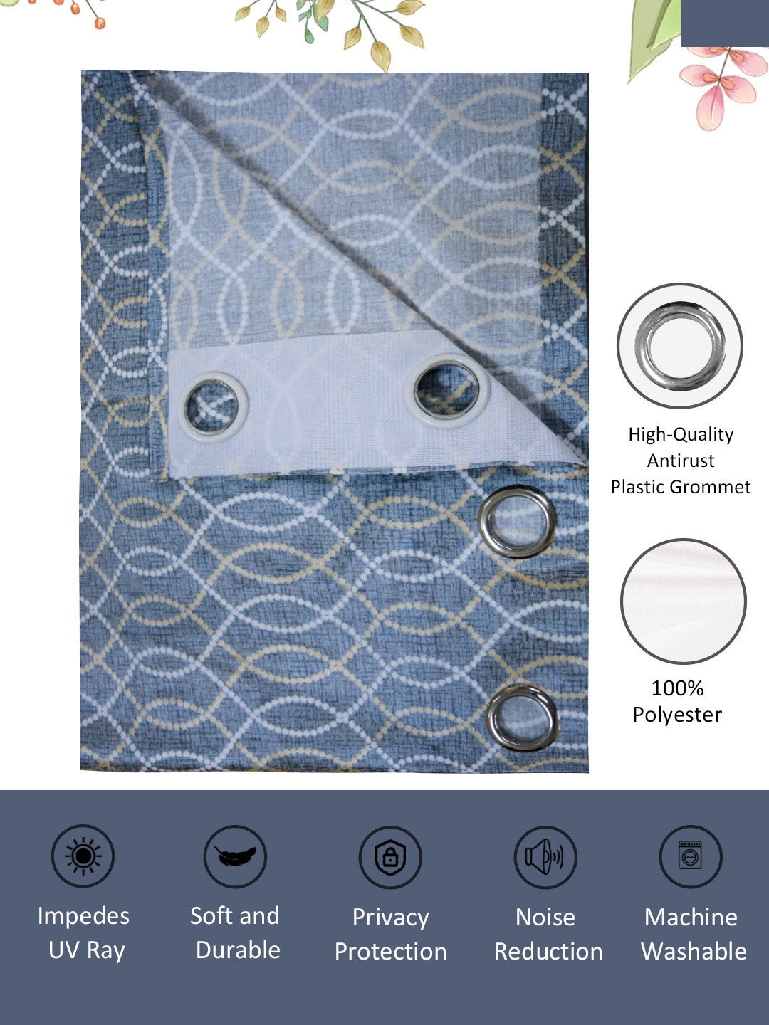 Stylish Grey Spiral Pattern Window Curtains from Athom Living, set of 2 panels, suitable for home décor, bedroom windows, and elegant living room settings.
