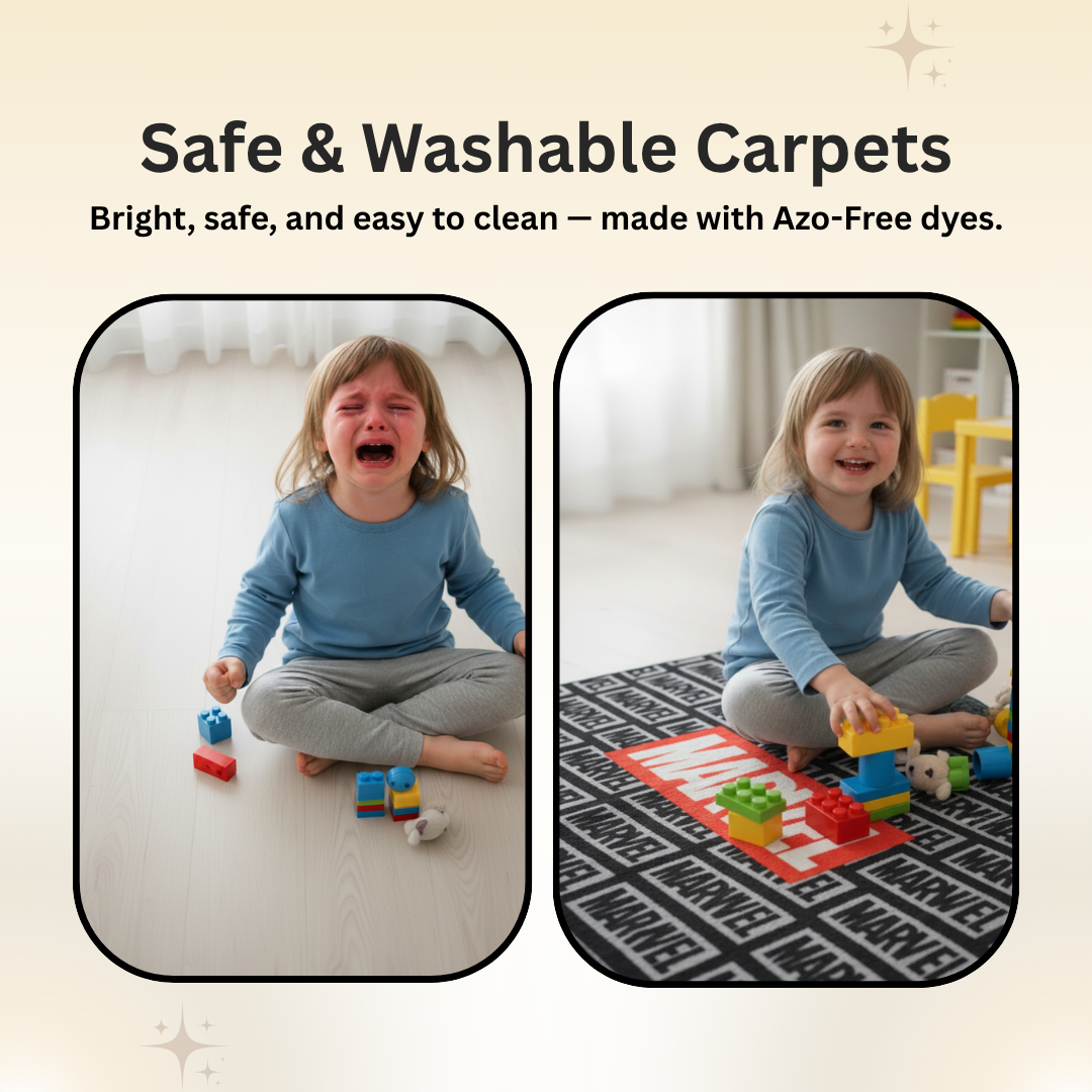 Stylish and durable Black Marvel themed kids runner carpet from Athom Living, bringing superhero fun and comfort to your child’s room while enhancing floor decor beautifully.