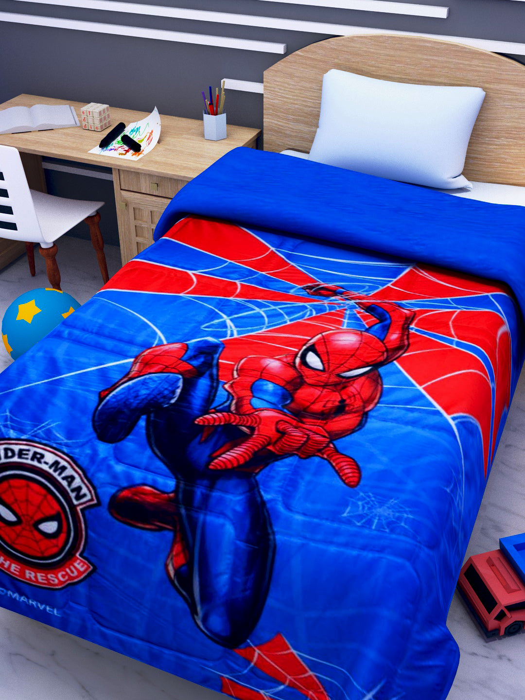 Superhero Spider-Man themed kids comforter – single size, colorful, durable, machine-washable bedding for children, adds fun and comfort to bedtime.