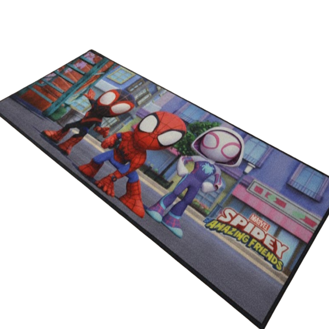 Superhero lovers will adore this Spidey themed kids runner carpet by Athom Living, designed with bright graphics, smooth texture, and anti-slip backing for a safe and stylish kids’ room.