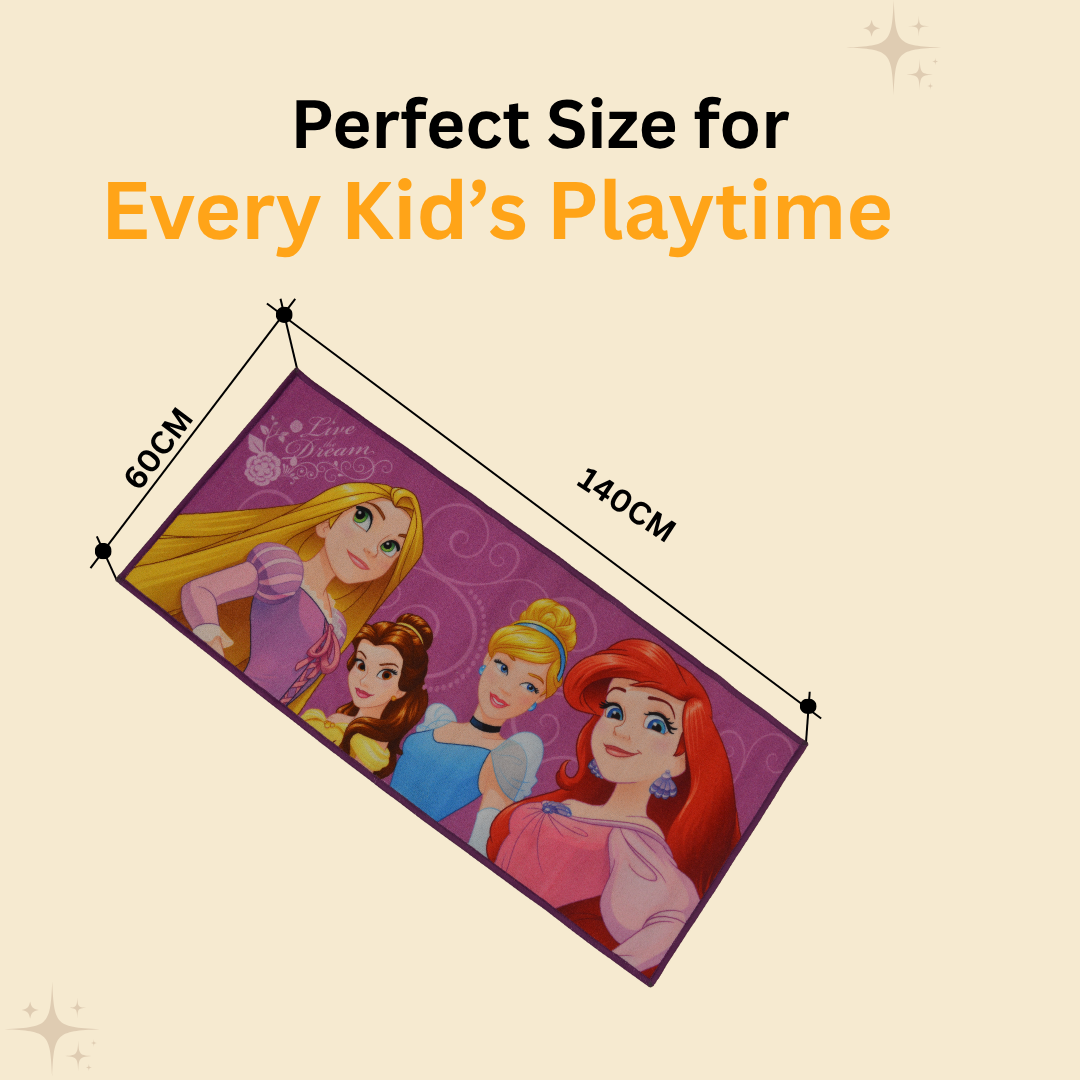 The Disney Princess Kids runner carpet (60x140 cm) by Athom Living is a perfect décor addition for young dreamers, blending softness, vibrant prints, and a royal feel to every space.