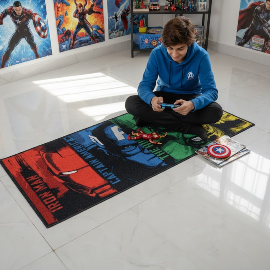 This Marvel Themed runner carpet by Athom Living transforms any space into a superhero zone. Crafted in 60x140 cm size, the runner carpet offers softness, durability, and vibrant comic-style appeal.