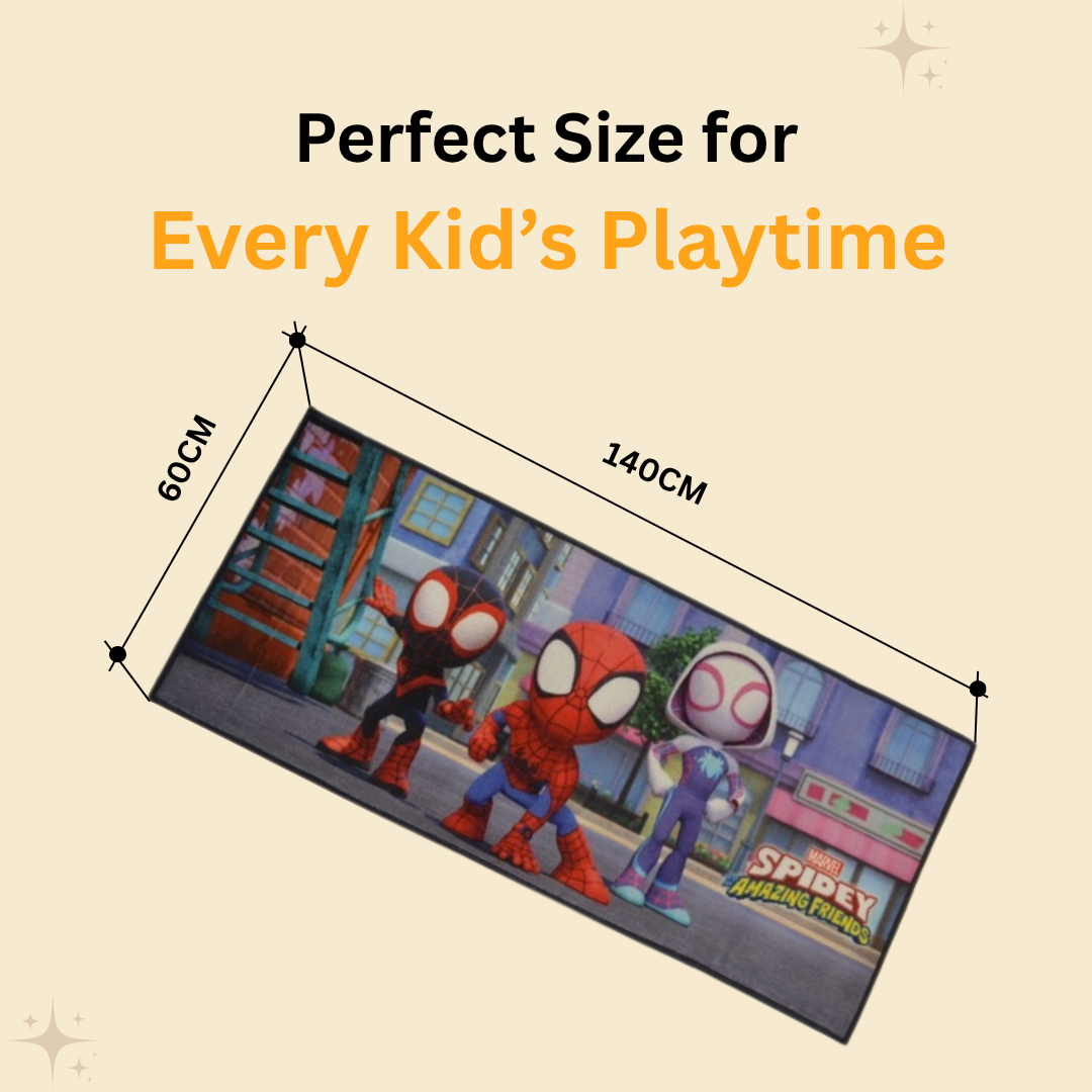 This Spidey themed kids runner carpet by Athom Living adds charm and functionality to kids’ spaces, featuring bold superhero artwork, soft surface, and durable material for long-lasting use.
