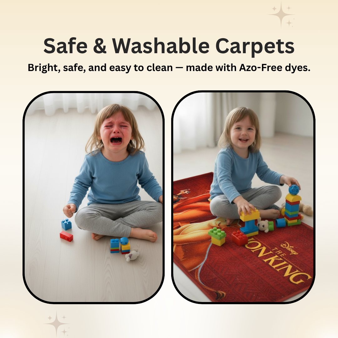 Transform your child’s room with this Lion King themed runner carpet by Athom Living, offering vibrant prints, soft cushioning, and anti-slip support to create a magical and safe runner carpet.