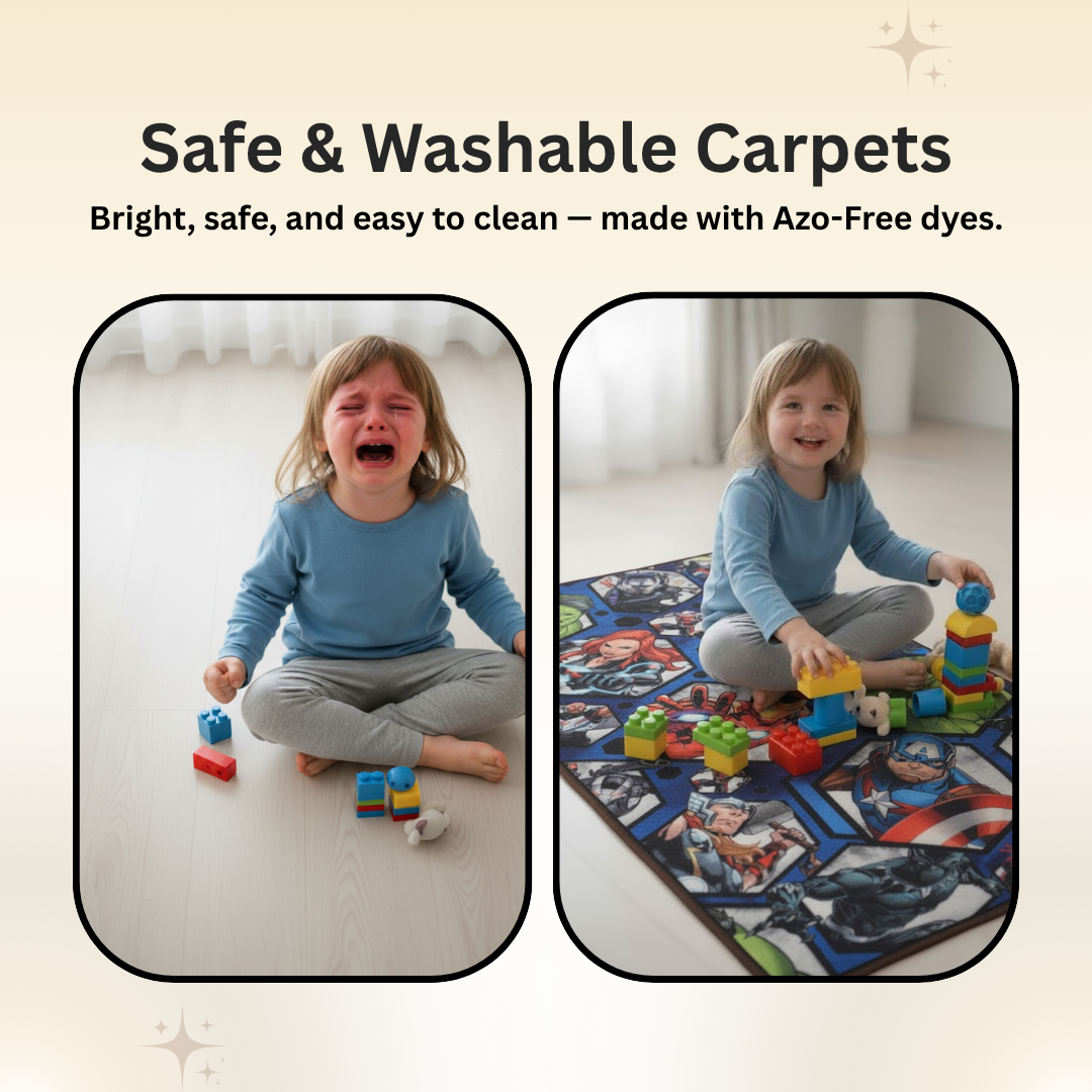 Transform your child’s room with this Marvel Avengers & Hulk carpet by Athom Living, 90x150cm, designed with vibrant superhero graphics that inspire fun, play, and creativity.