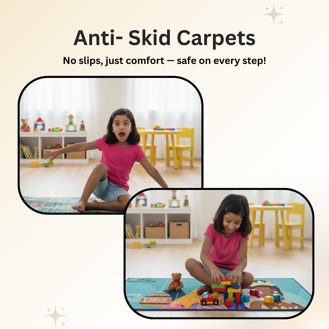 Transform your child’s space with the Disney Princess themed kids runner carpet by Athom Living, featuring premium quality, vibrant designs and a soft touch that ensures comfort and style.
