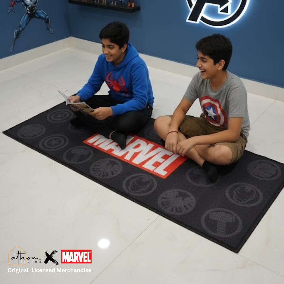 Transform your child’s space with the Marvel Avengers runner carpet by Athom Living. This 60x140 cm runner carpet features iconic heroes and offers a soft, safe surface for kids to play and relax.