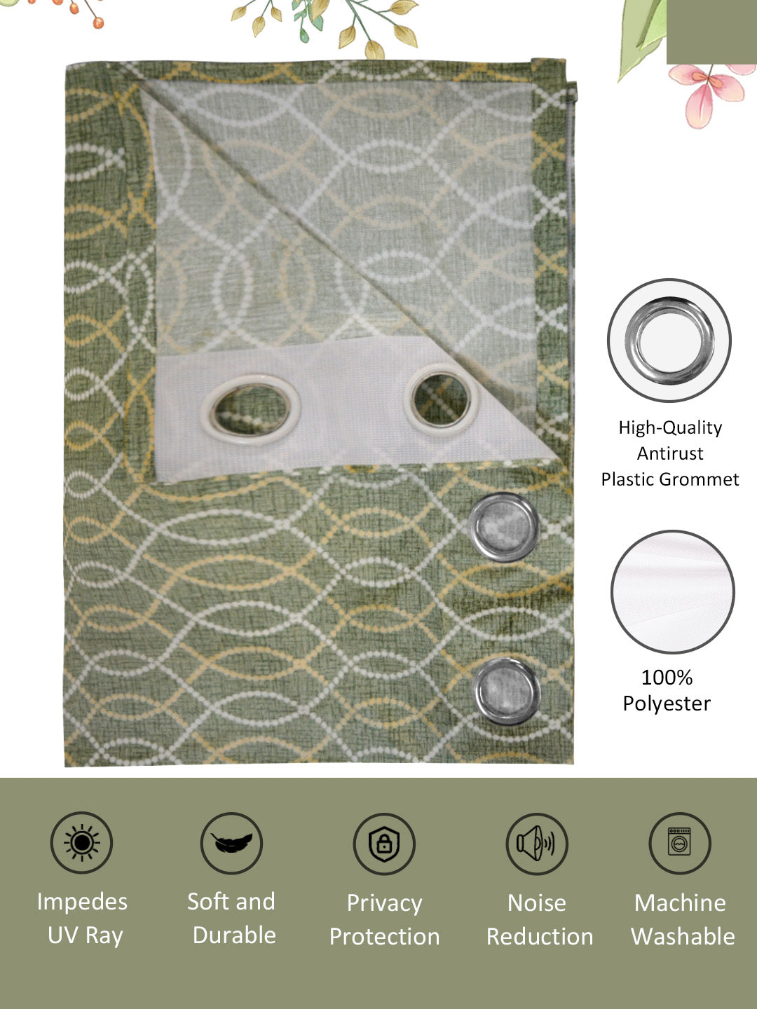 Transform your space with Vogue Grayish-Green Collection Solid door Elegant Drapes Curtain set of 2, providing privacy, elegance, and a subtle greenish-gray hue to match contemporary interiors.