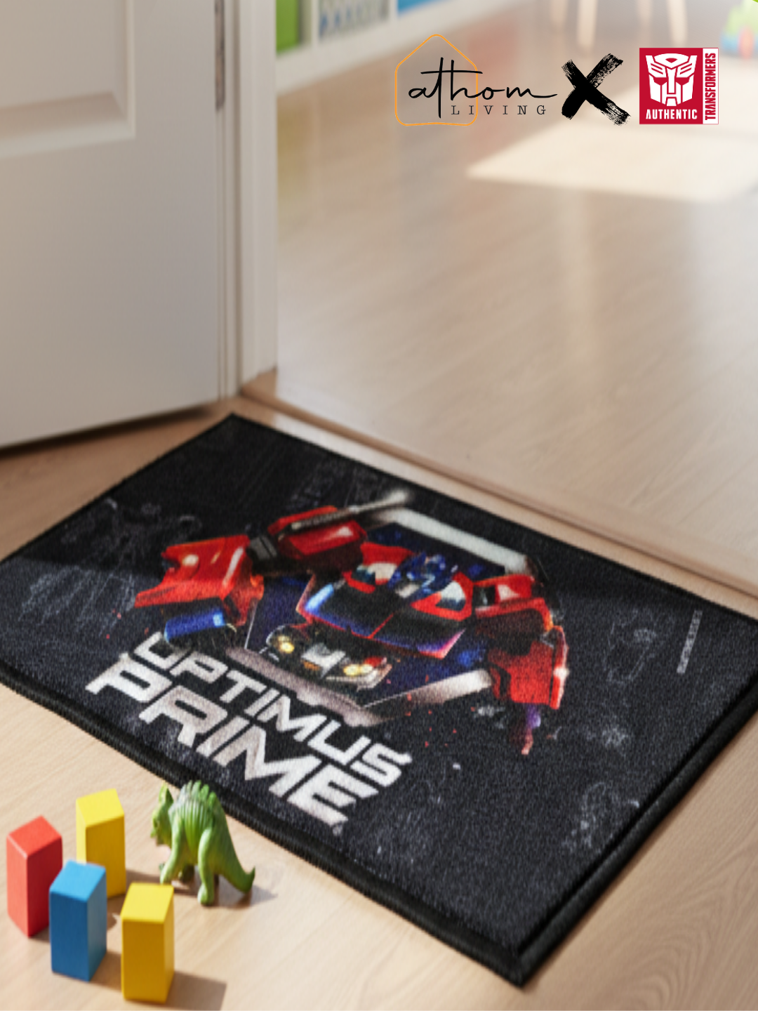 Transformer "Optimus Prime" Kids Door Mat – Medium 37x57 cm Premium Printed Nylon with Anti-Skid Latex Backing, perfect Bath Mat for Kids by Athom Living.