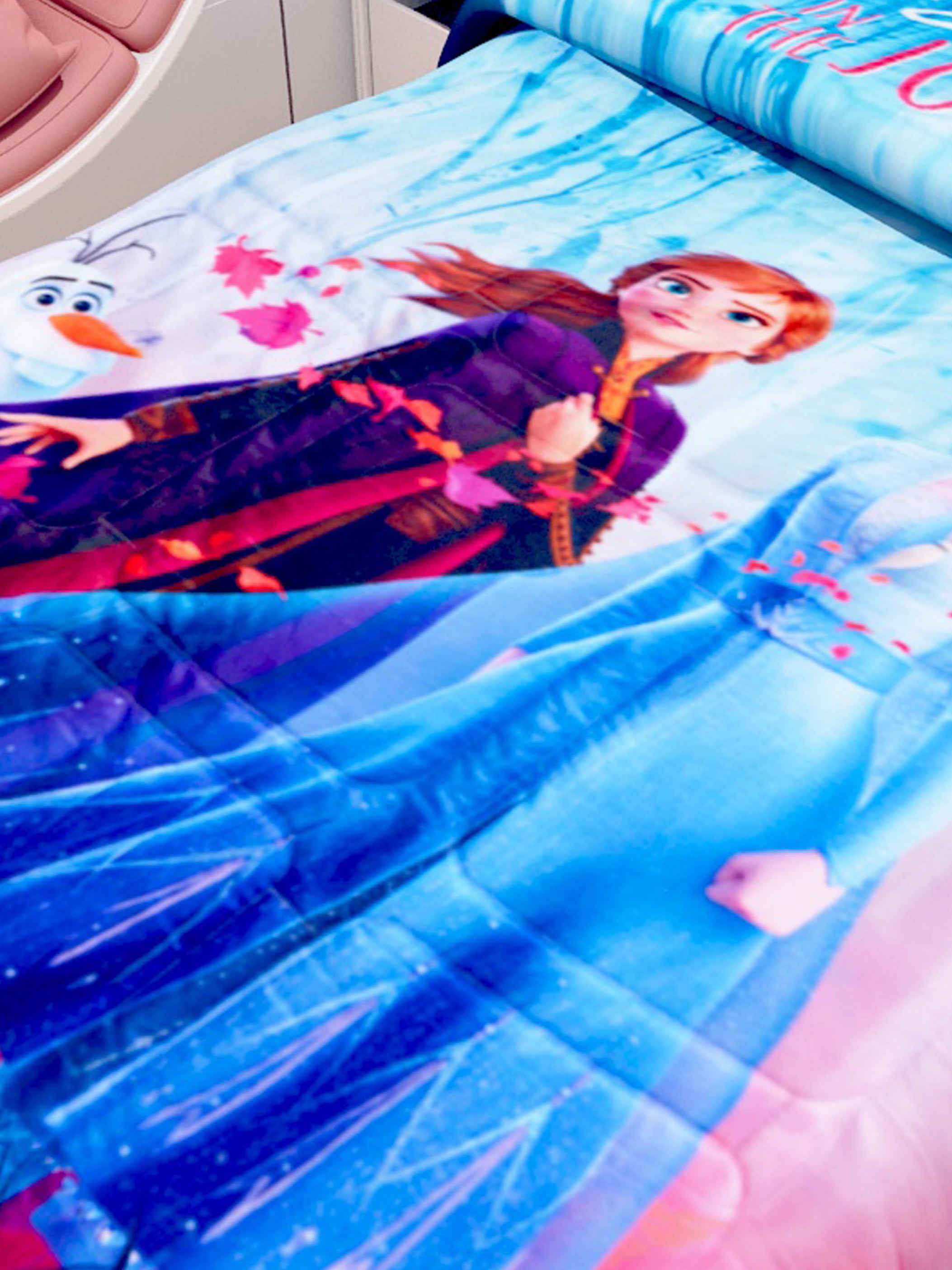 Upgrade bedtime with our Disney Frozen Comforter for Kids, featuring soft fabric, vibrant prints, and child-friendly size for ultimate comfort and style.