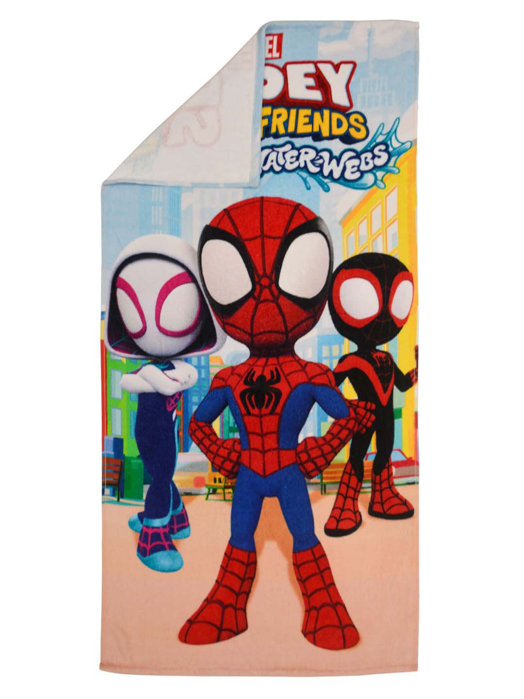 Vibrant Marvel Spiderman bath towel for kids, pack of 2 by Athom Living, made with ultra-soft fabric for gentle drying, playful design, and long-lasting comfort.