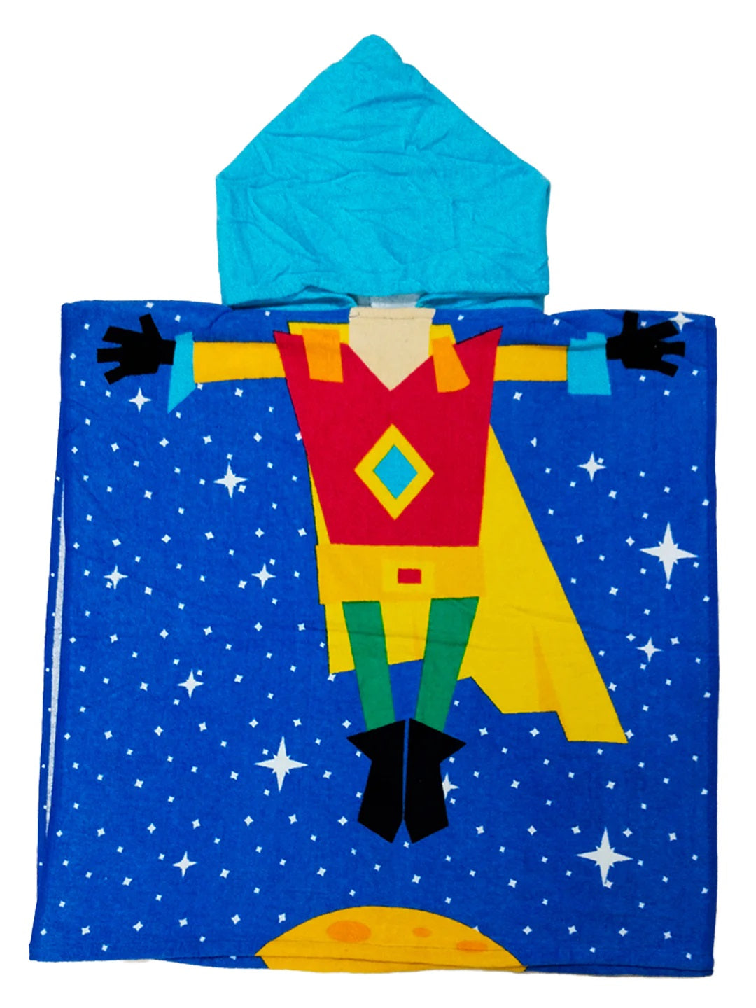 Vibrant Super Hero Kids Hooded Bath Towel Poncho 60x120 cm by Athom Living made with soft cotton, ensuring gentle drying experience and ideal addition to Kids Hooded Poncho Towels for boys and girls.
