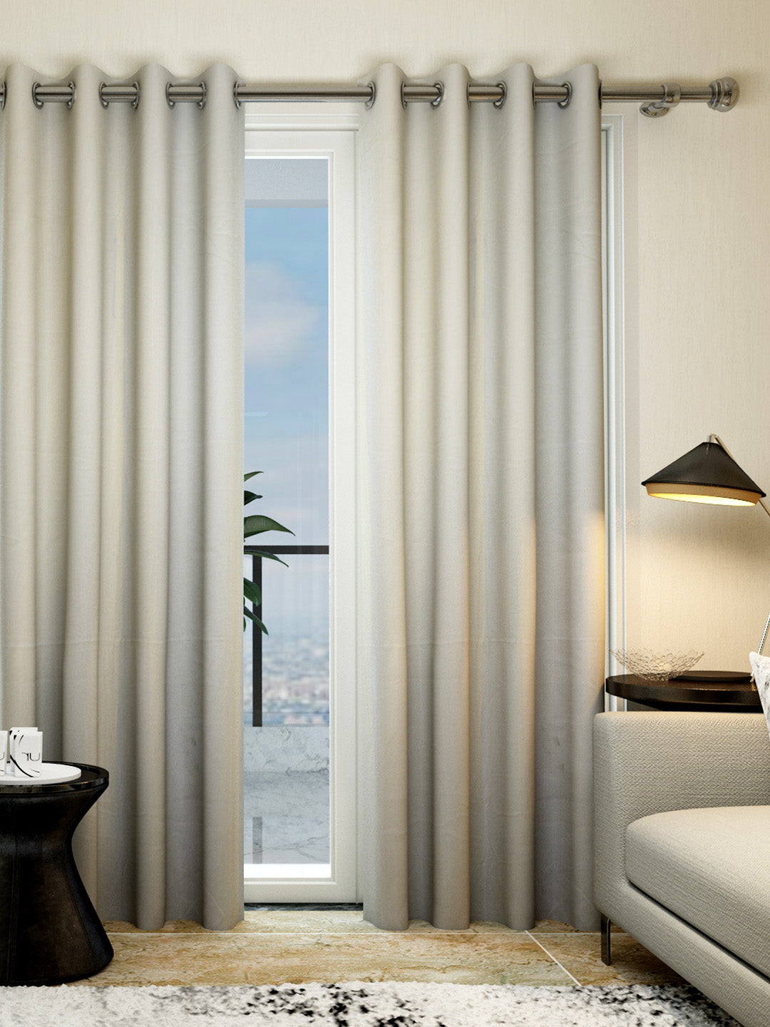 Vogue Light Ivory Collection solid door drapes by Athom Living, premium fabric curtains for modern homes, enhancing interiors with a soft neutral tone. Solid Window Elegant Drapes Curtain ideal for doors and windows.