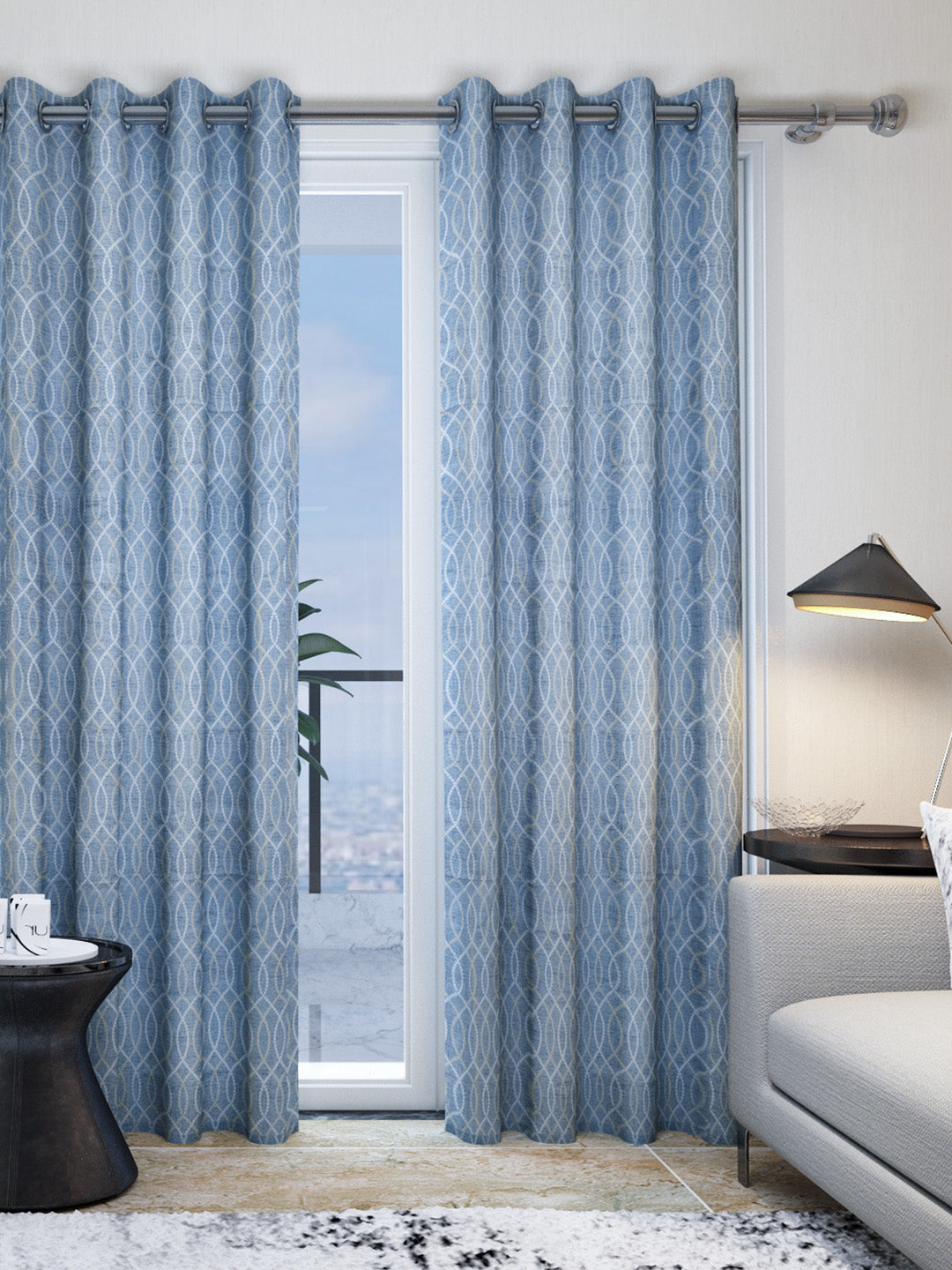 Vogue Soft Light Blue Collection Solid door Elegant Drapes Curtain by Athom Living, set of 2, designed to enhance room décor while offering privacy and a soft, luxurious feel.