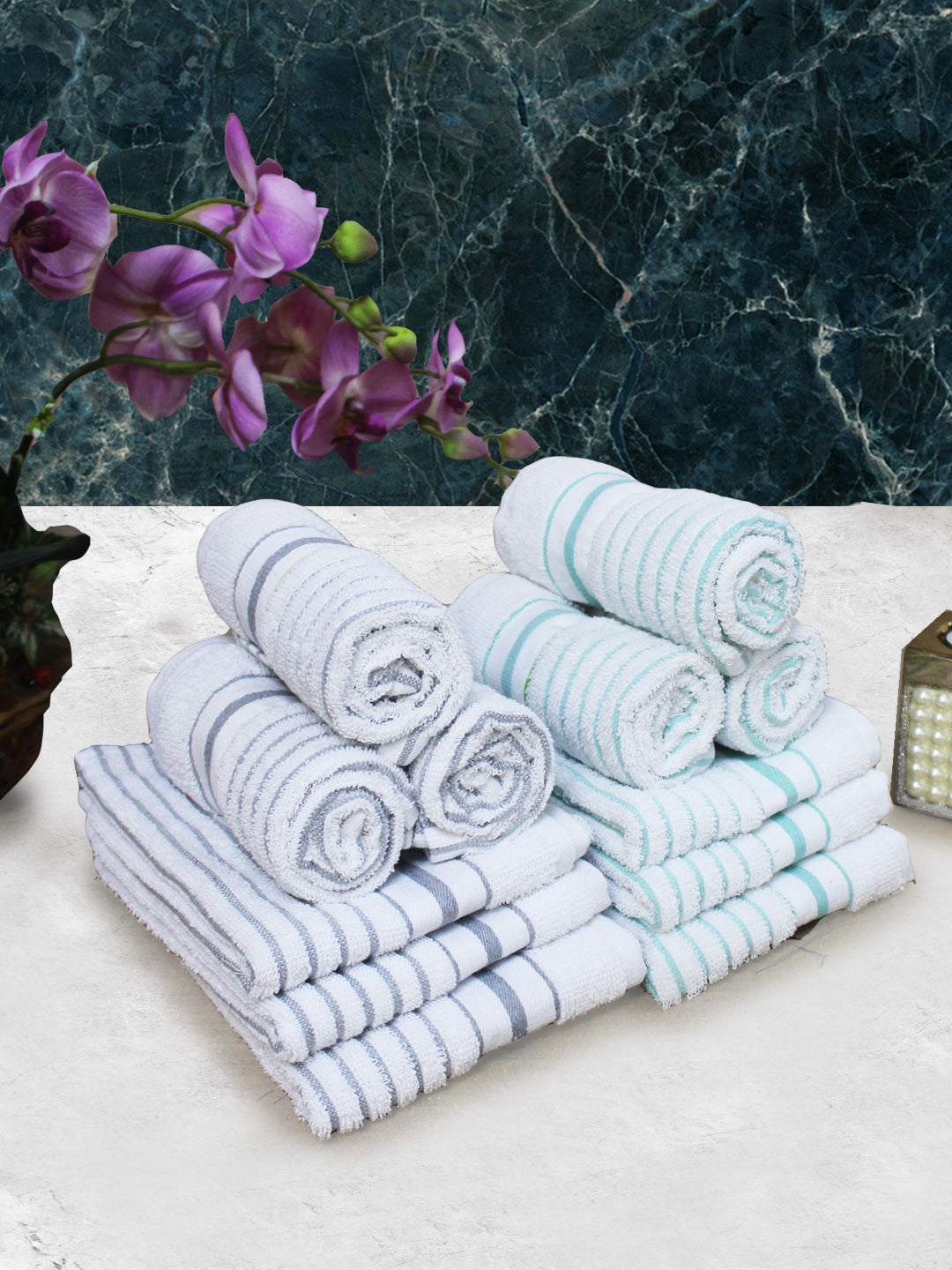 White cotton soft hand towels set of 12 