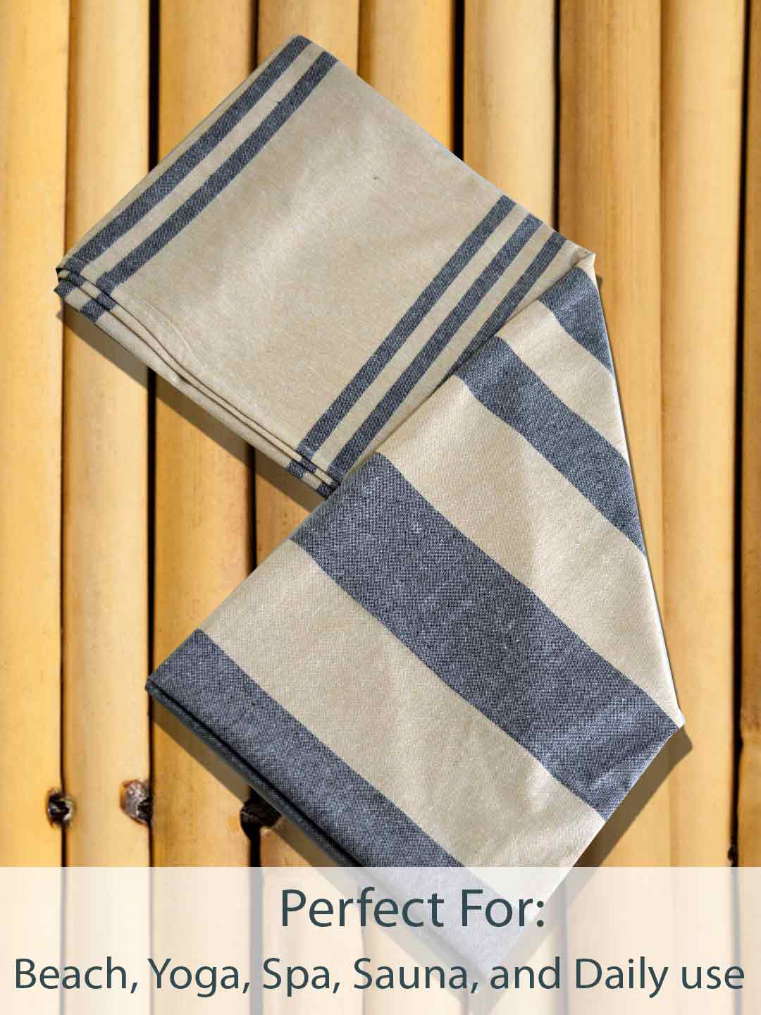 Xtra large cotton bath towels in light beige color set