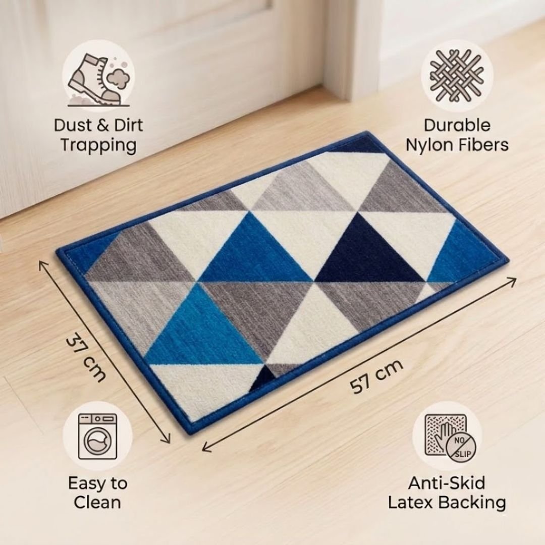 Angel Blue Premium Anti Slip Printed Door Mat by Athom Living - Athom Living