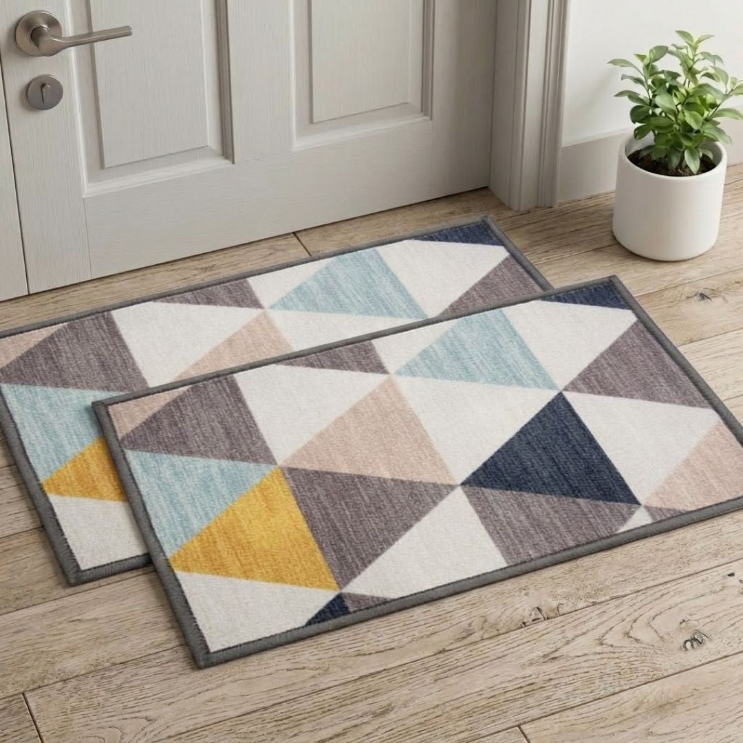 Angel Yellow Premium Anti Slip Printed Door Mat Pack of 2 by Athom Living - Athom Living