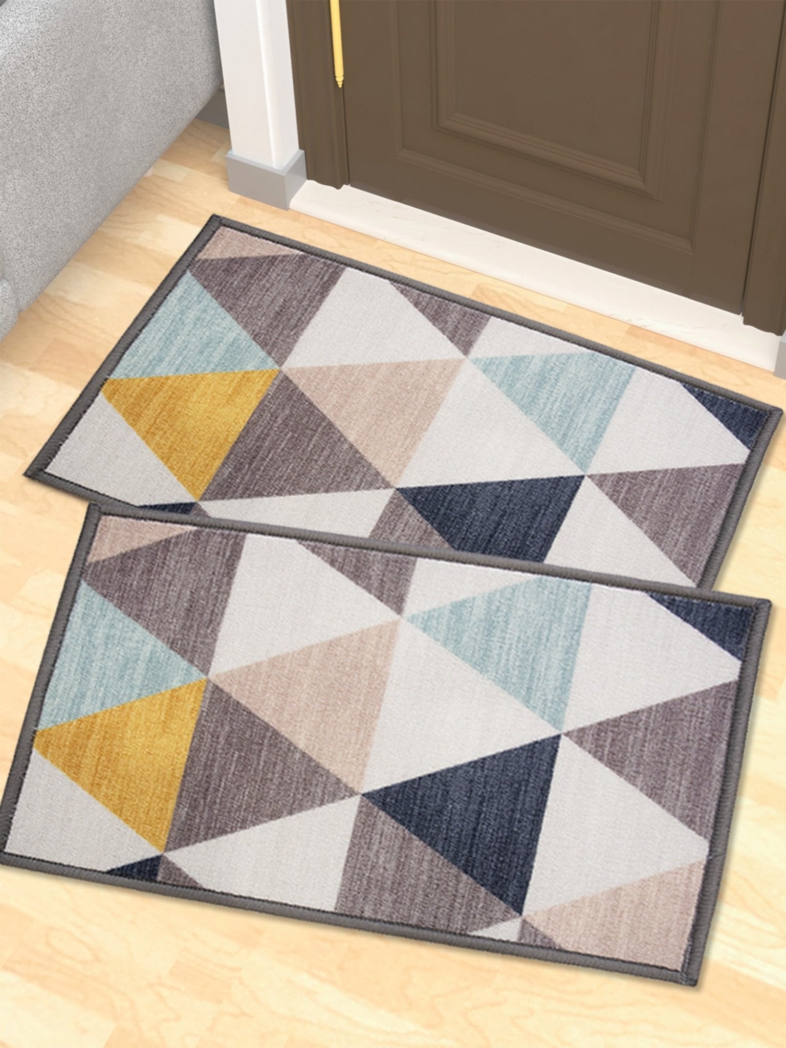 Angel Yellow Premium Anti Slip Printed Door Mat Pack of 2 by Athom Living - Athom Living