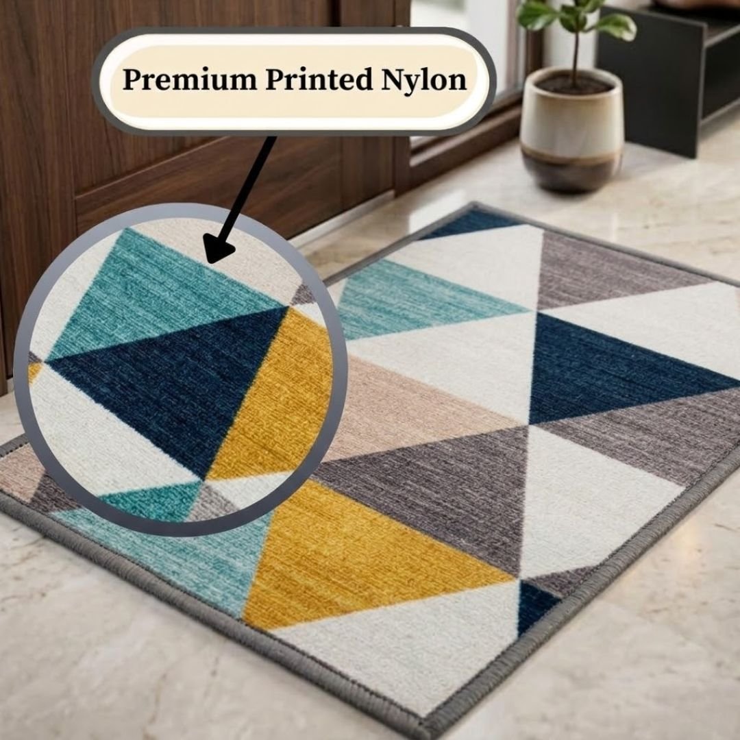 Angel Yellow Premium Anti Slip Printed Door Mat Pack of 2 by Athom Living - Athom Living