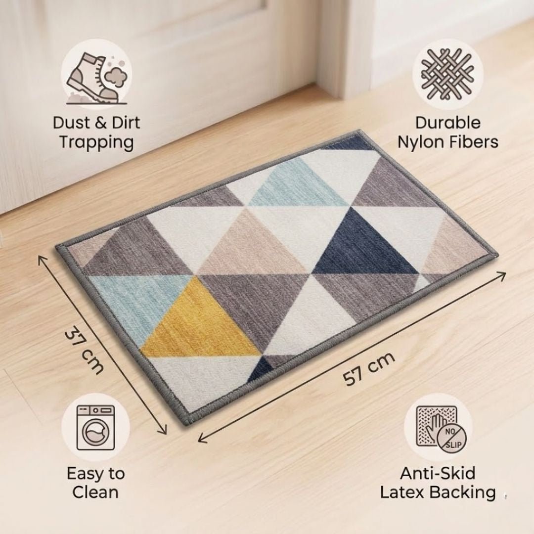Angel Yellow Premium Anti Slip Printed Door Mat Pack of 3 by Athom Living - Athom Living