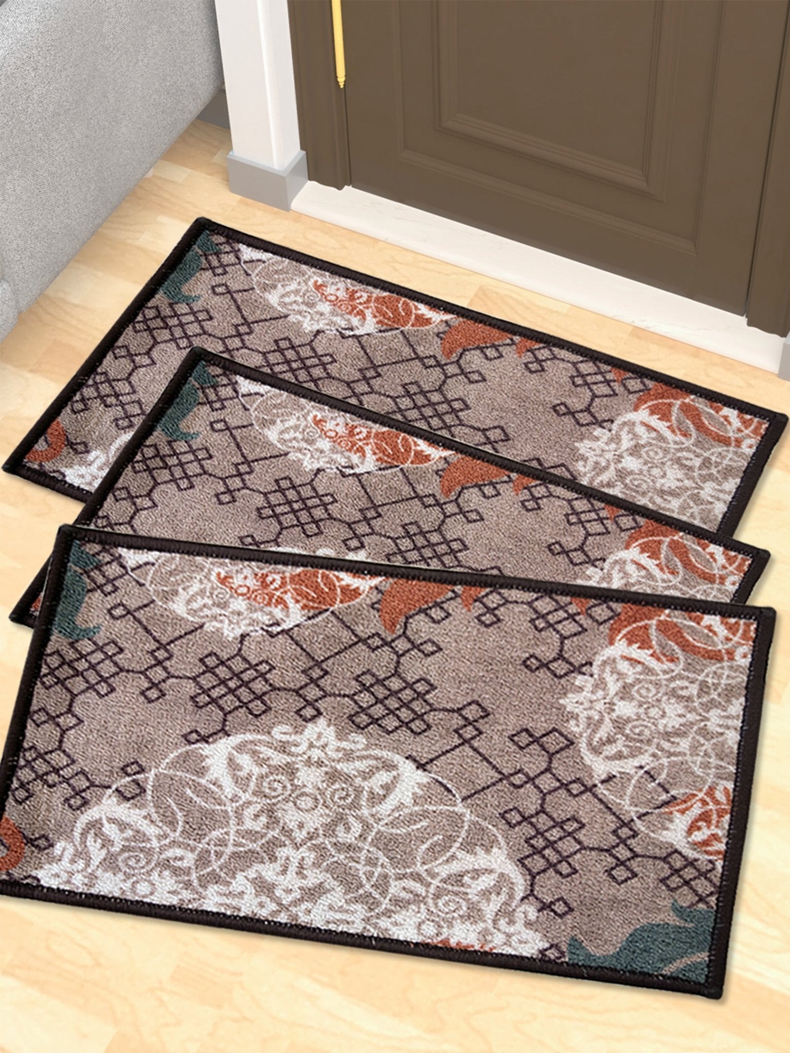 Aristrocrat Premium Anti Slip Printed Door Mat Pack of 3 by Athom Living - Athom Living