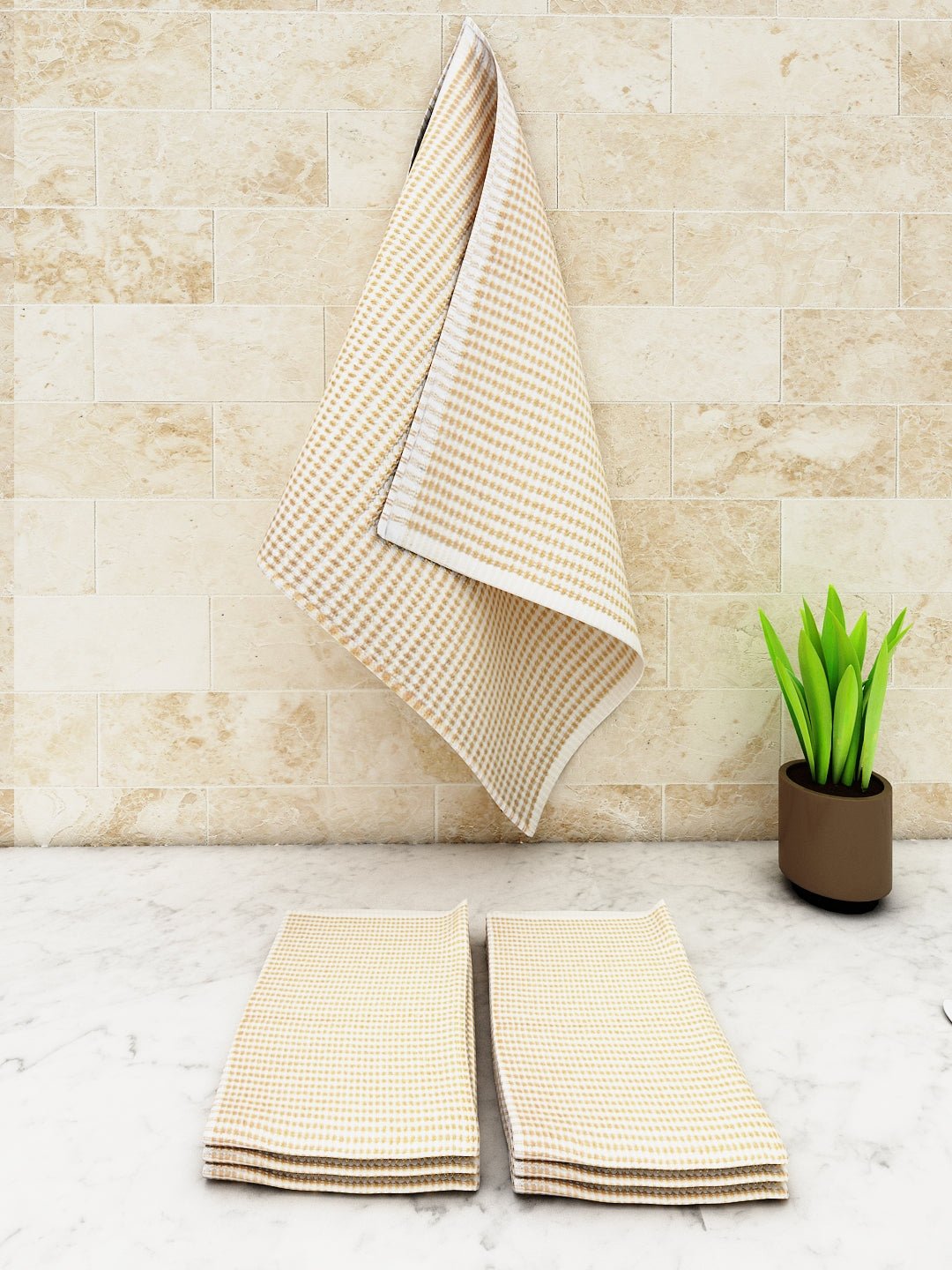 Athom Living Athom Living Athom Living Popcorn Textured Solid Kitchen Towel/Cleaning Cloth/ Multipurpose Cloth 320 GSM with hanging loop Pack of 6 - Athom Living