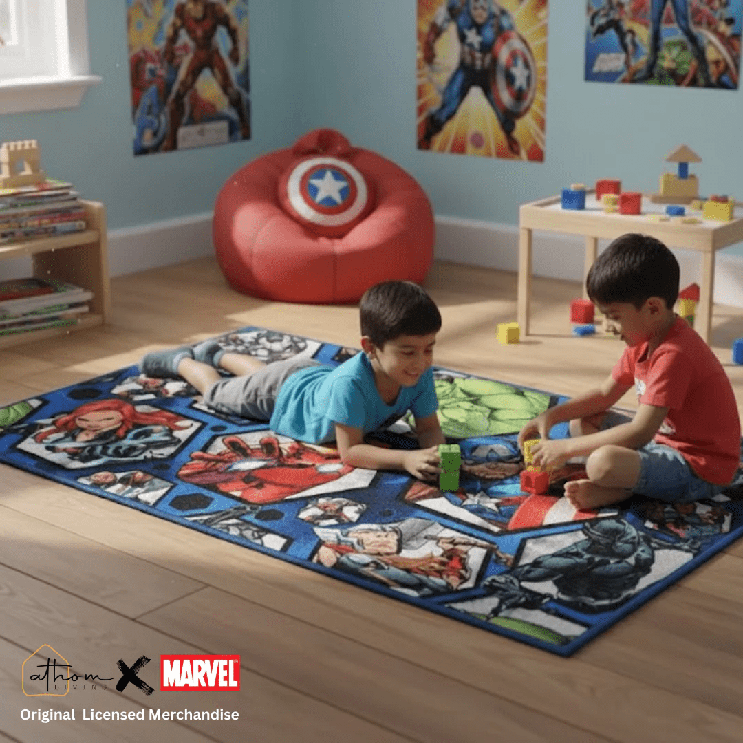 Athom Living Combo Pack of 2 Marvel Avengers & Hulk Kids Bath Towel and Kids Carpet - Athom Living