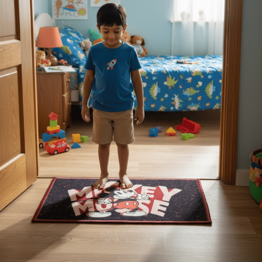 Athom Living Combo Pack of 2 Mickey Mouse Kids Bath Towel and Kids Doormat - Athom Living