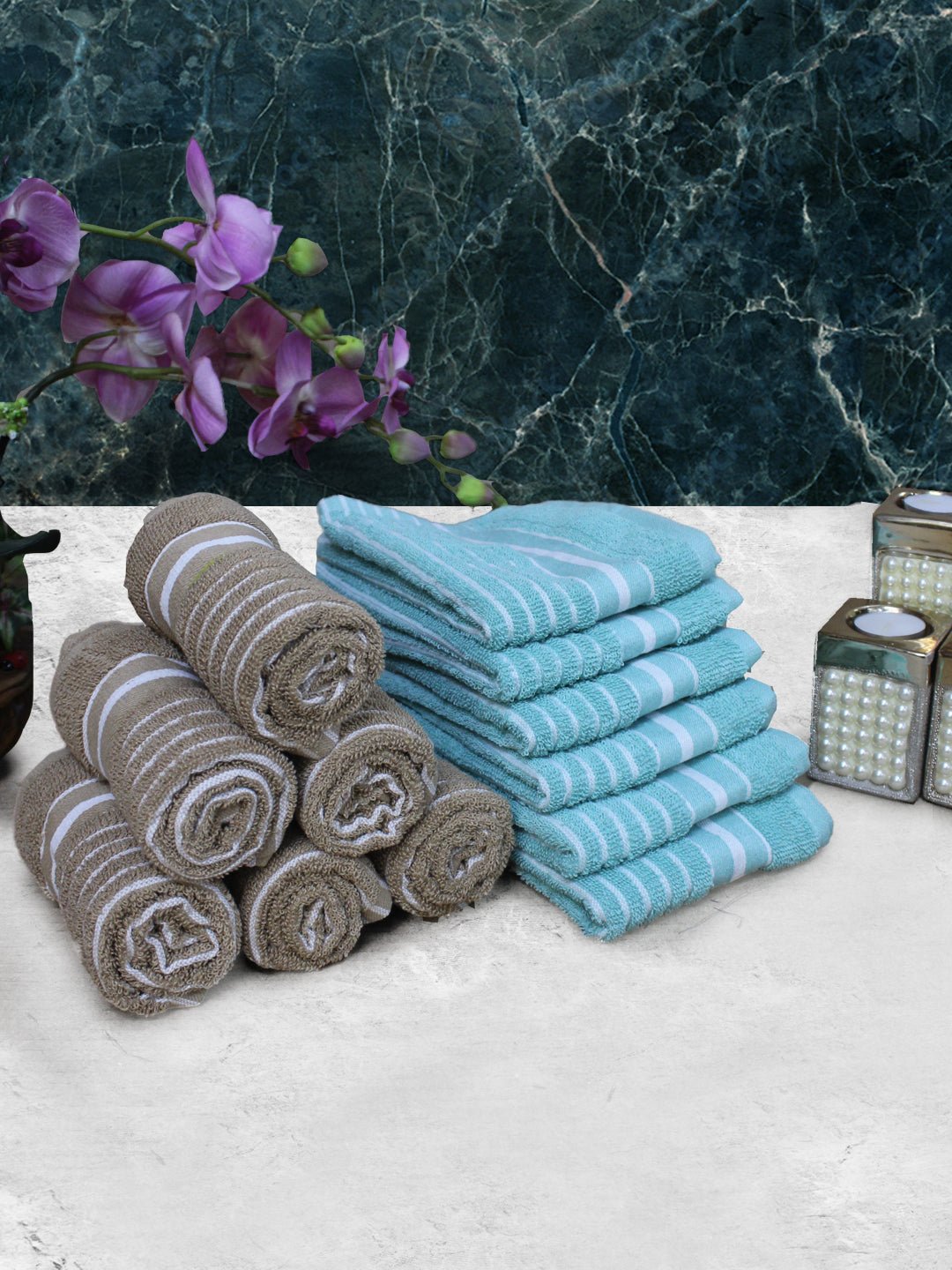 Athom Living Cotton Soft Hand Towel Set, Super Absorbent & Quick Dry 40x60 cm Pack of 12 - Athom Living