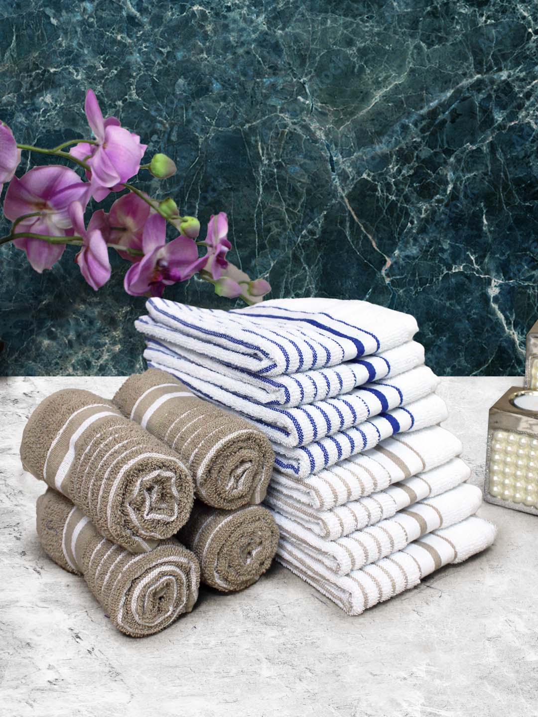 Athom Living Cotton Soft Hand Towel Set, Super Absorbent & Quick Dry 40x60 cm Pack of 12 - Athom Living