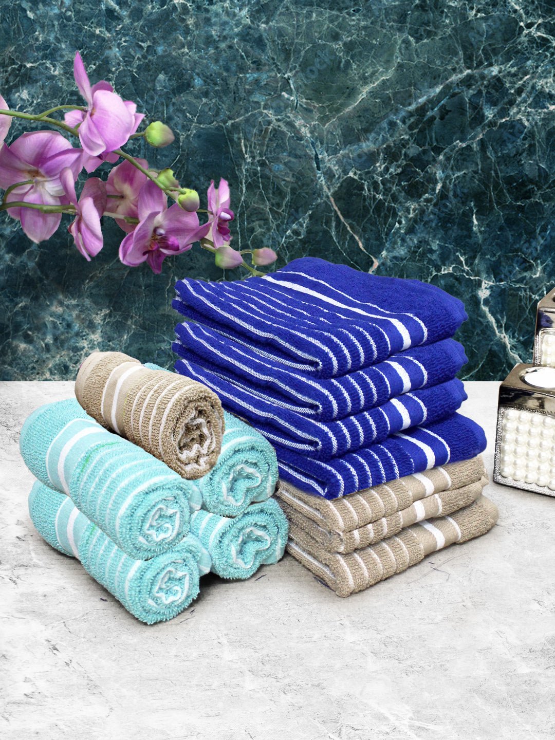 Athom Living Cotton Soft Hand Towel Set, Super Absorbent & Quick Dry 40x60 cm Pack of 12 - Athom Living