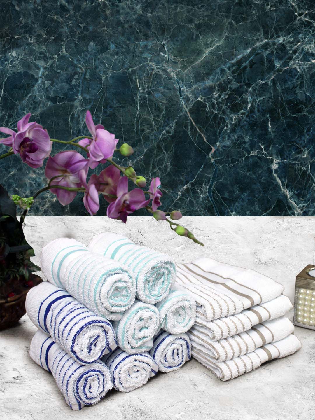 Athom Living Cotton Soft Hand Towel Set, Super Absorbent & Quick Dry 40x60 cm Pack of 12 - Athom Living