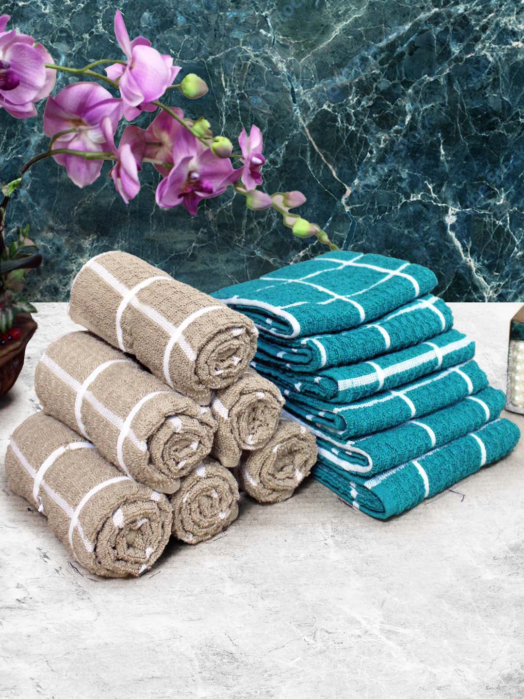 Athom Living Cotton Soft Hand Towel Set, Super Absorbent & Quick Dry 40x60 cm Pack of 12 - Athom Living