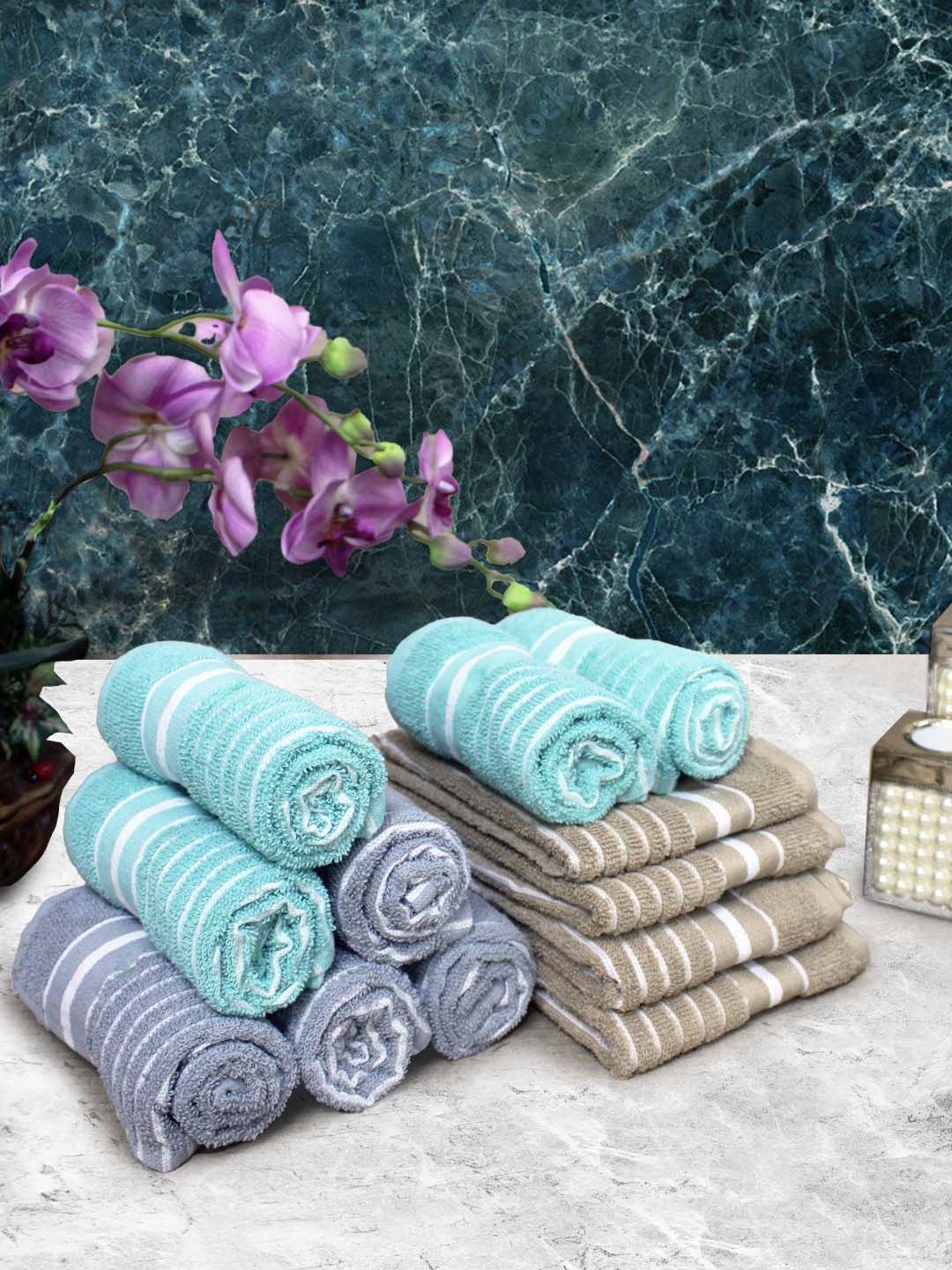 Athom Living Cotton Soft Hand Towel Set, Super Absorbent & Quick Dry 40x60 cm Pack of 12 - Athom Living